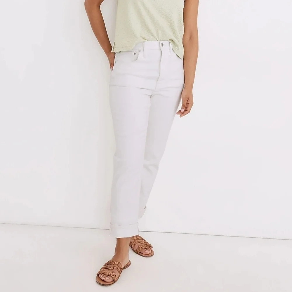 Madewell The Tall High-Rise Slim Boyjean in Tile White 29 Tall